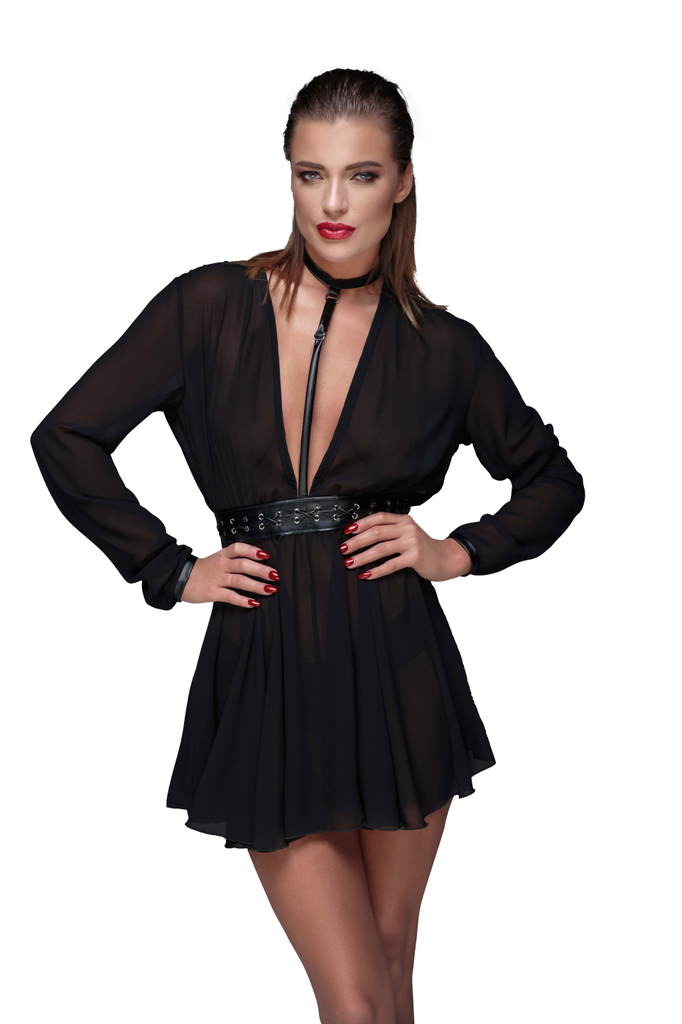 Noir Muse Chiffon Minidress F150