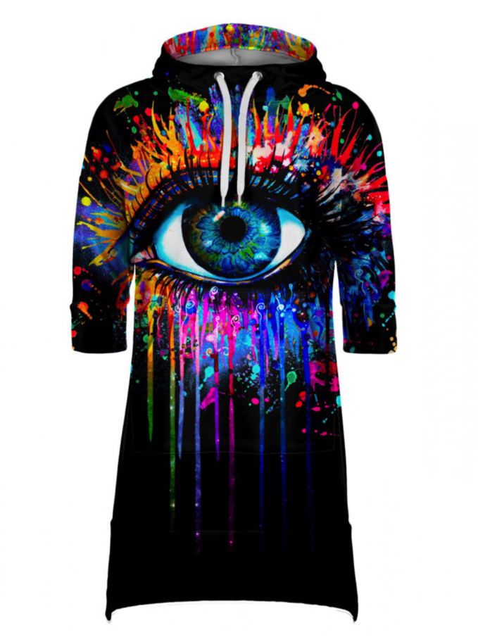 Mr Gugu Black Fullprint Hoodie Dress