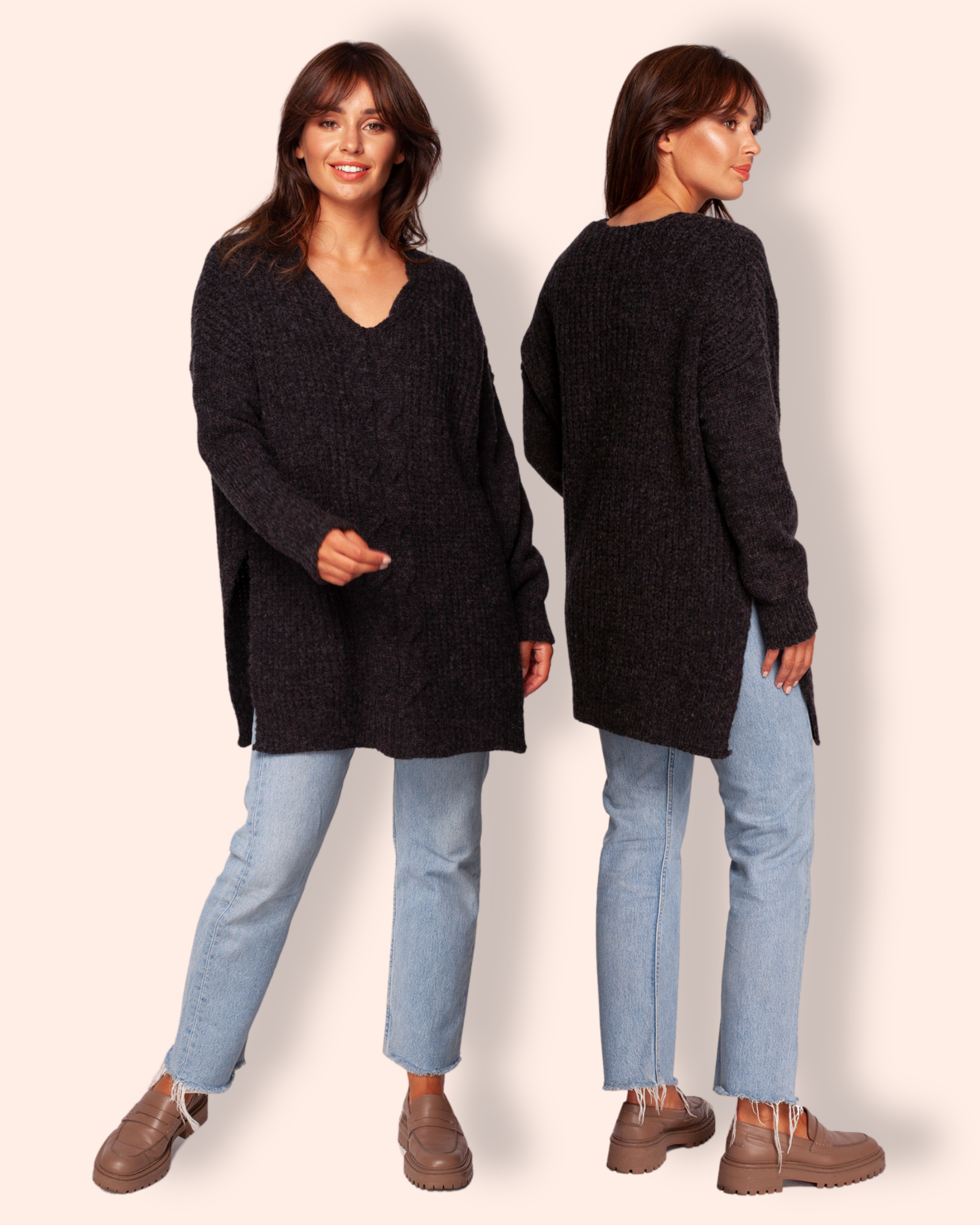 Be Knit neuletunika antrasiitti BK087