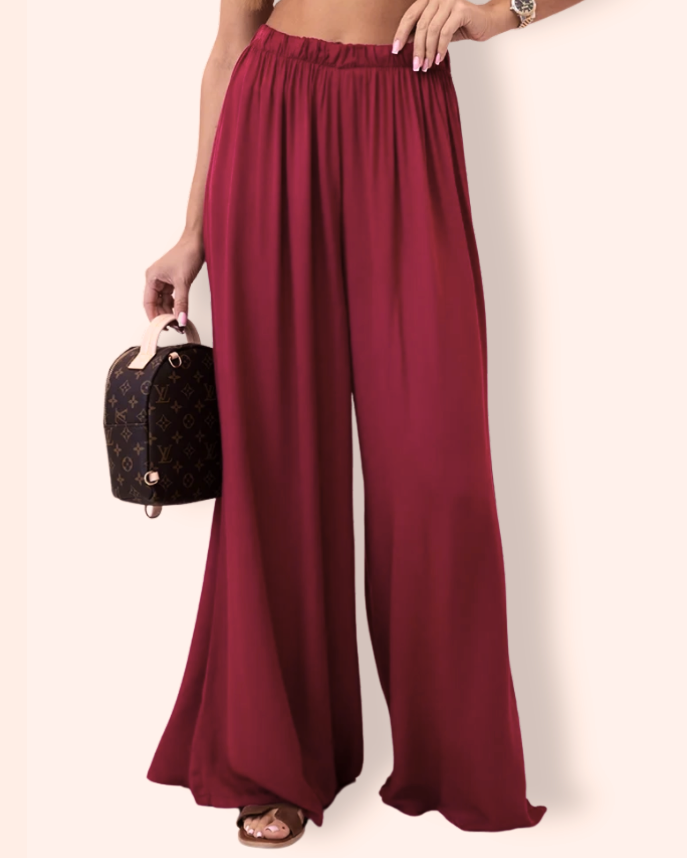 ELISSA leveälahkeiset housut burgundy