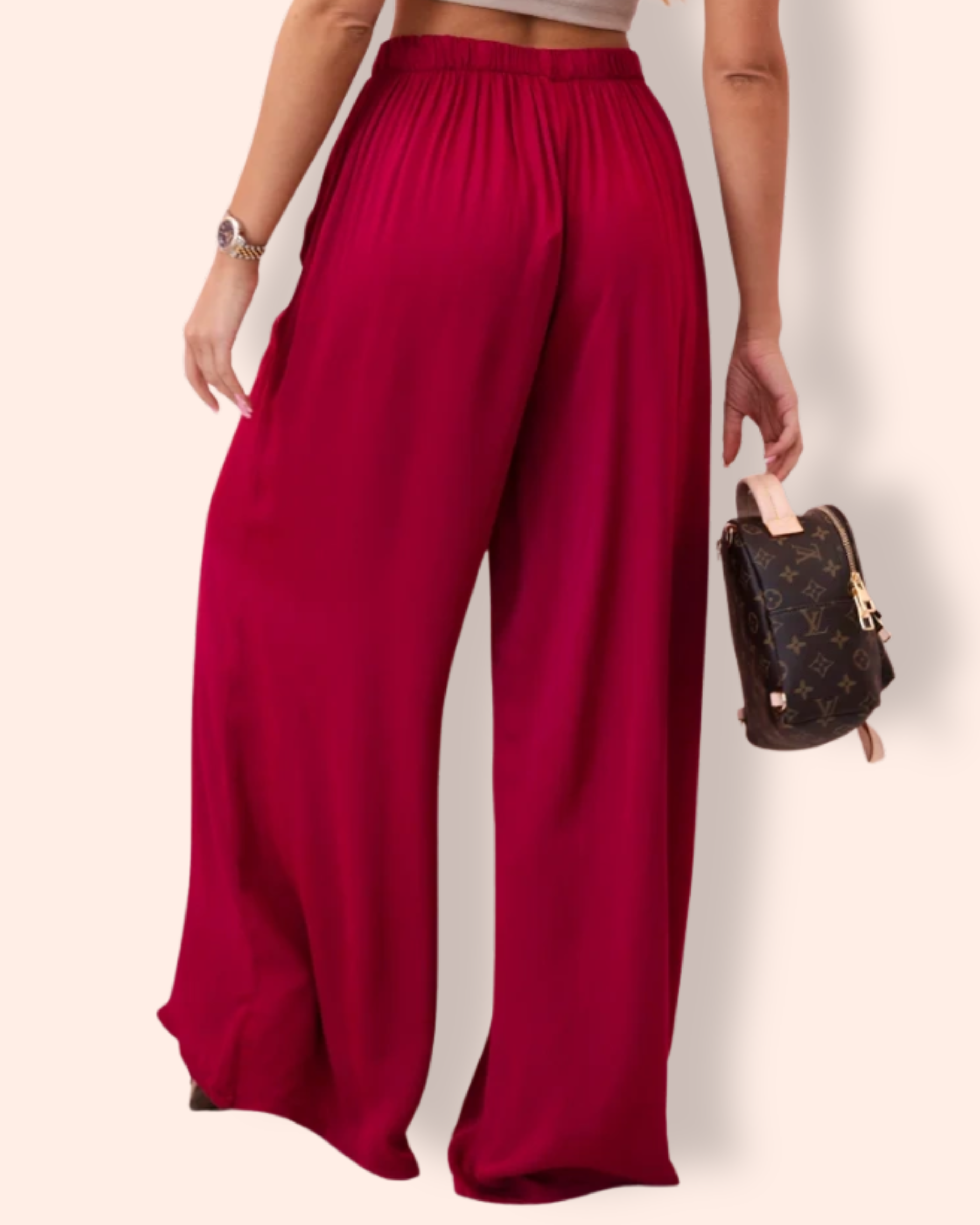 ELISSA leveälahkeiset housut burgundy