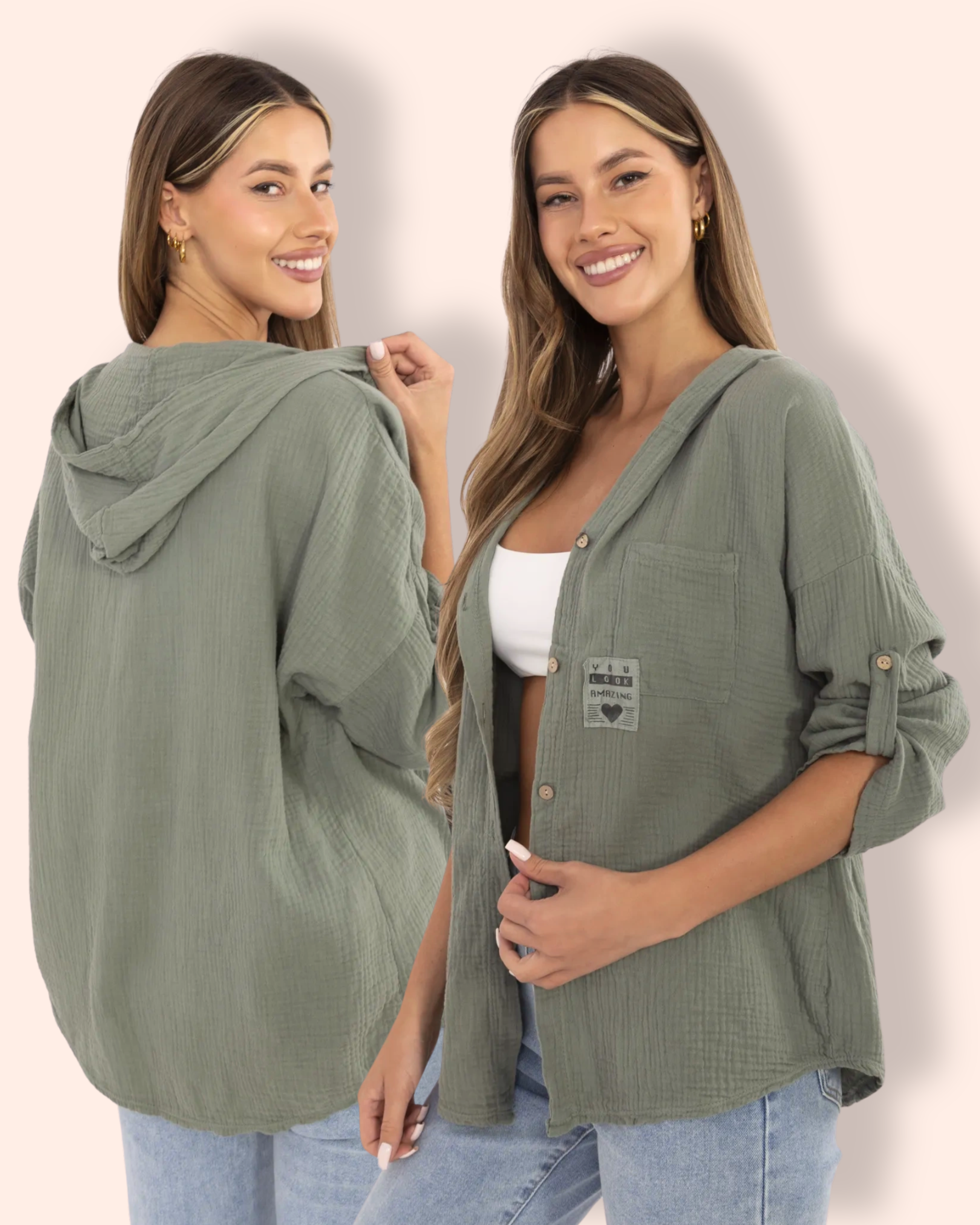 ESME musliinihupparitakki khaki