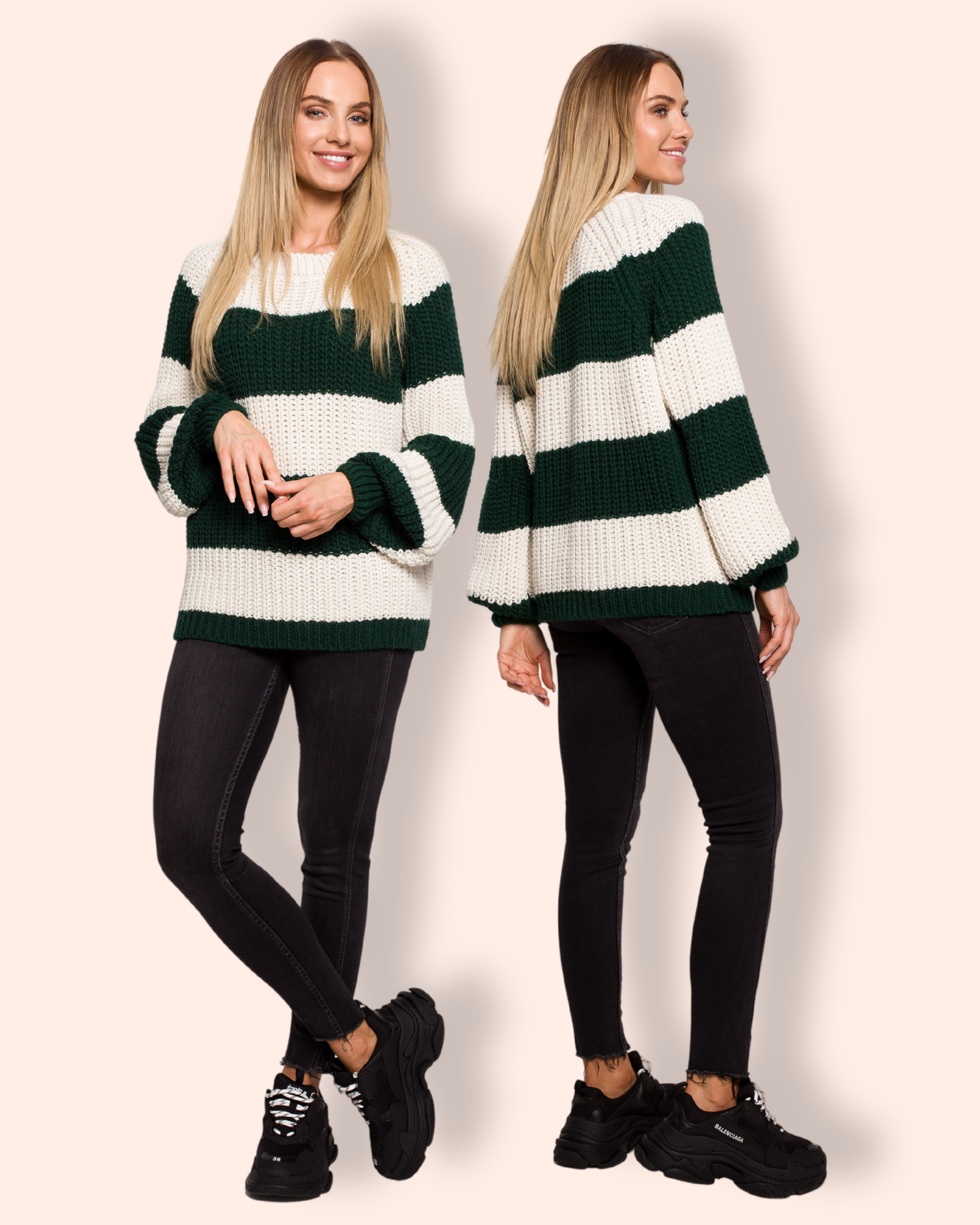 MOE neulepaita vihreävalkoinen M632
