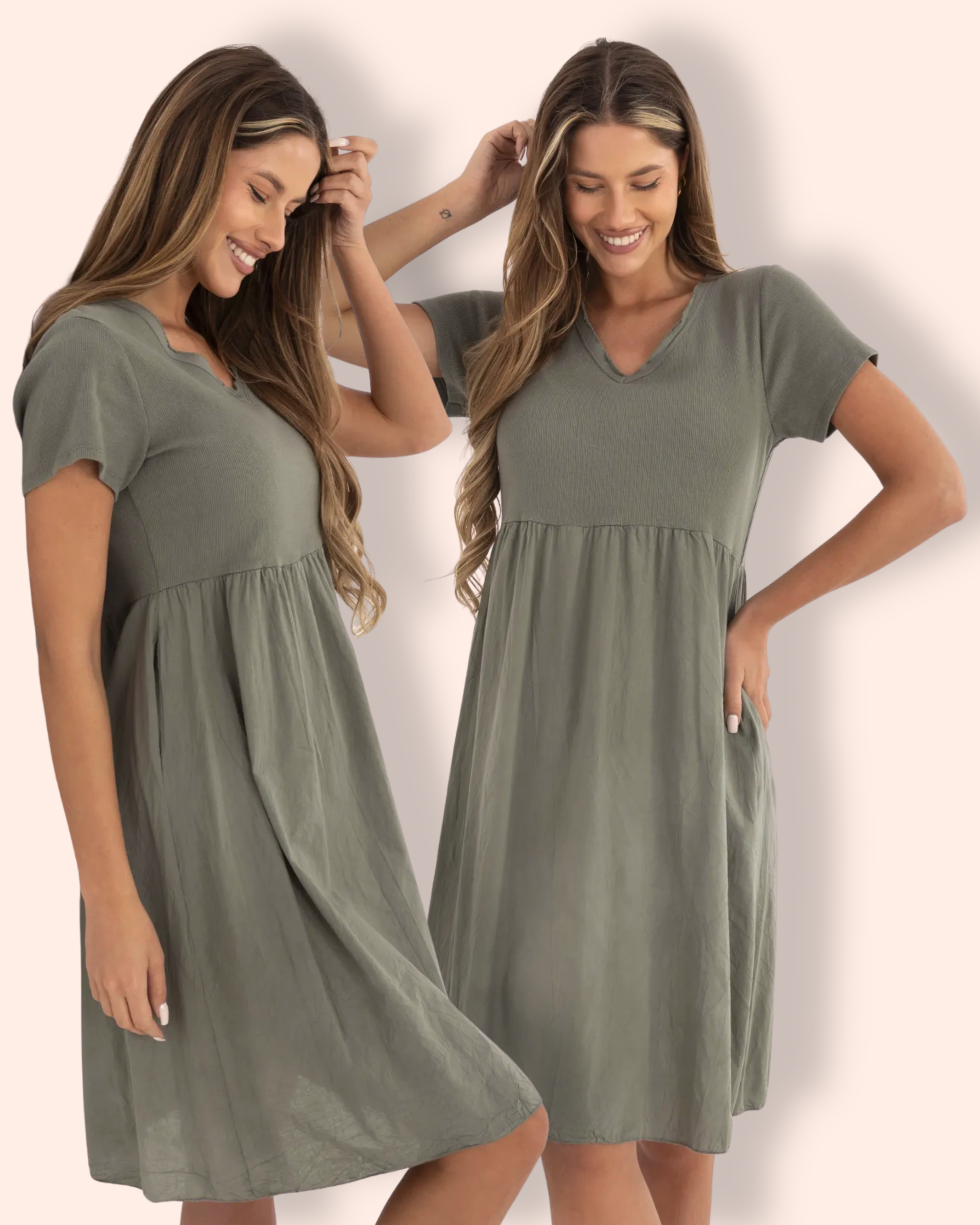 NELLIE puuvillamekko khaki