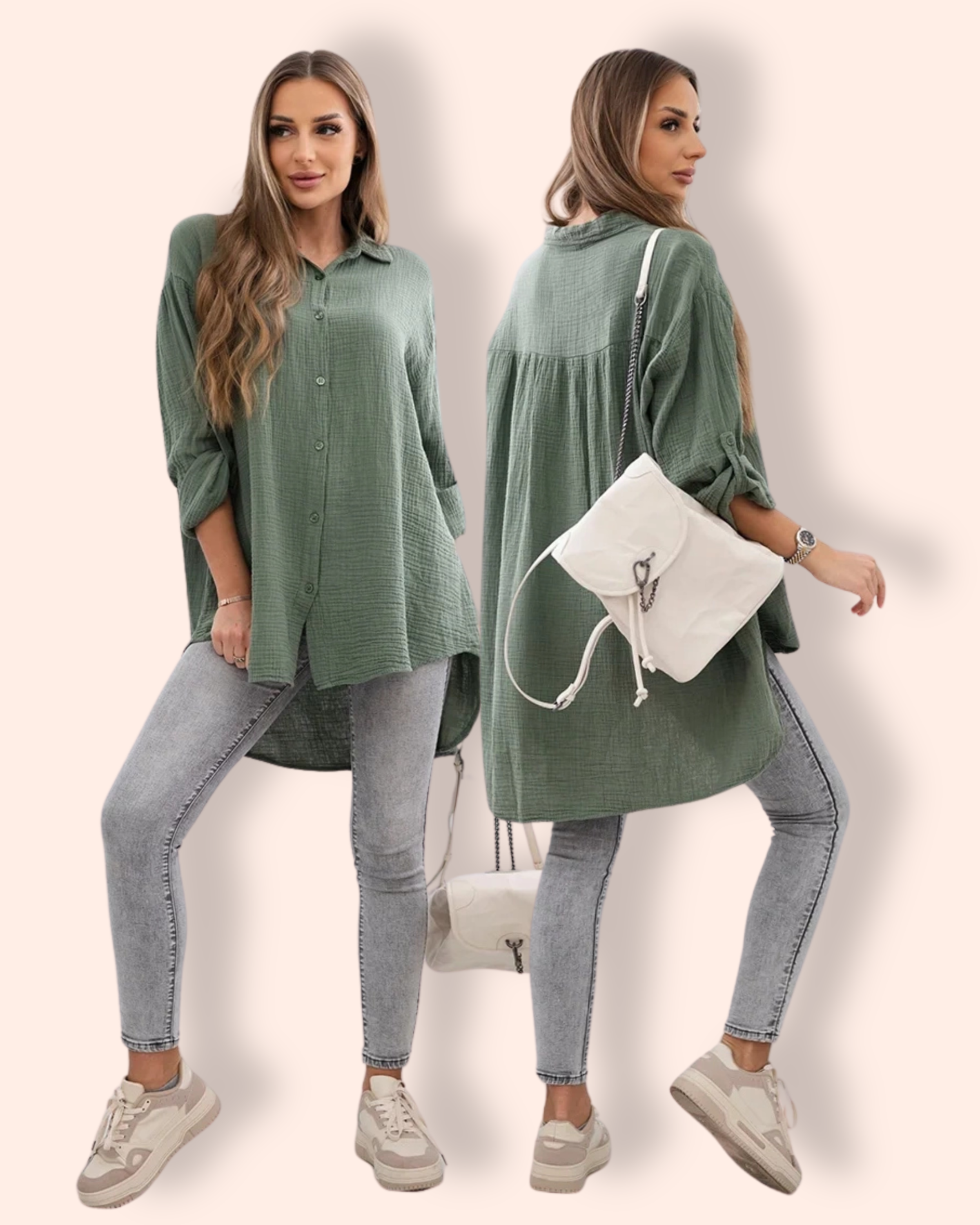 STACY musliinipaita khaki
