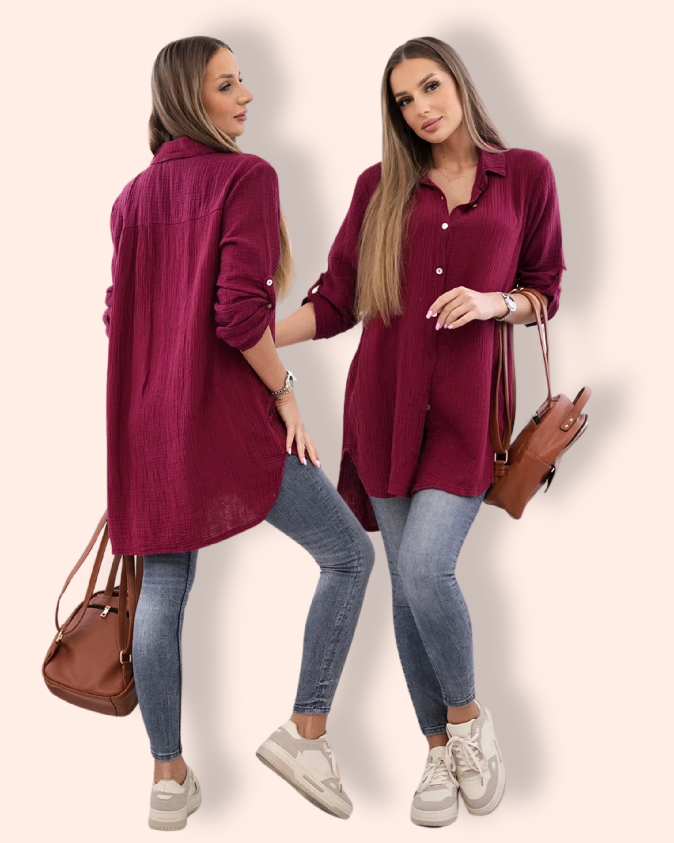 STACY musliinipaita burgundy