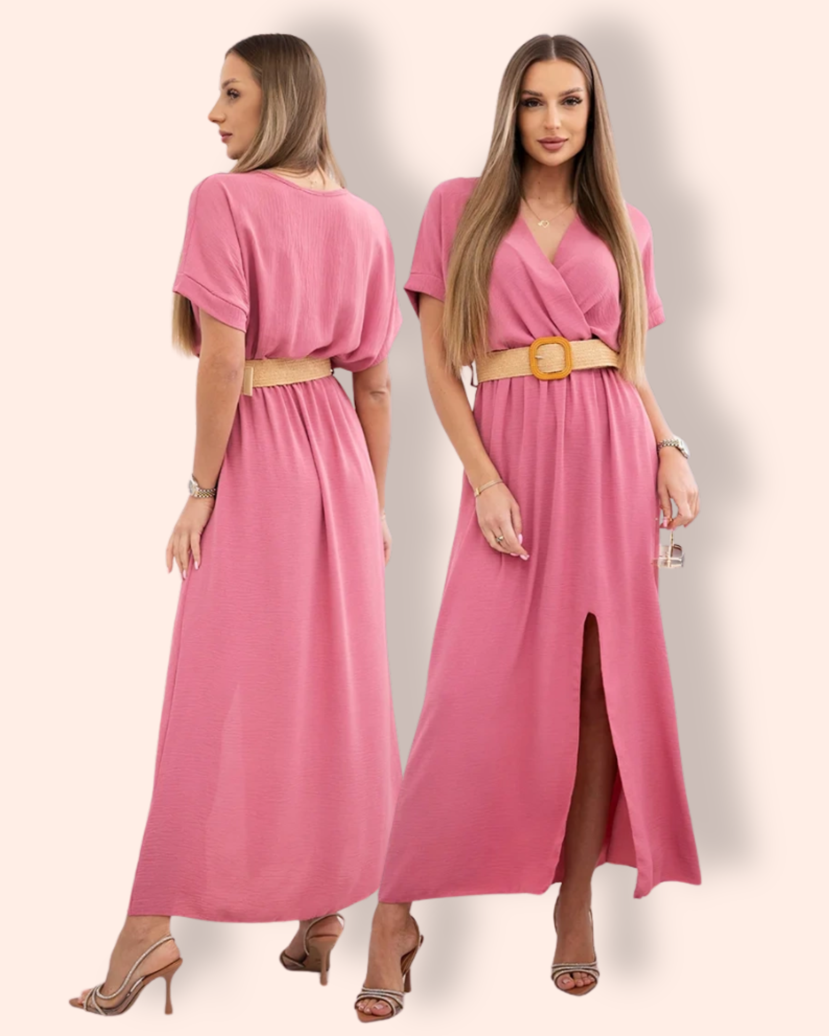 STEFANI mekko vyöllä old rose