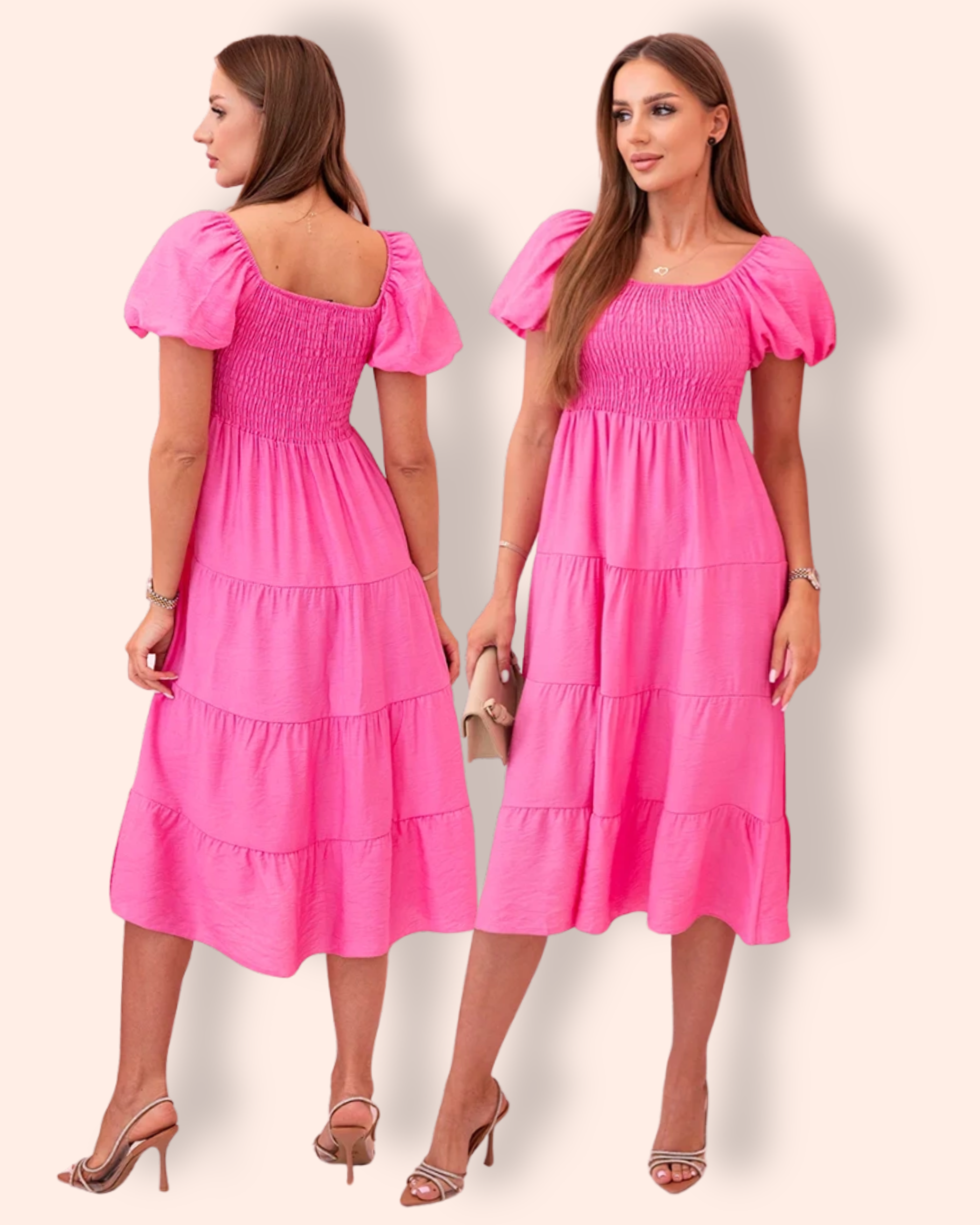 MATILDA mekko puhvihihoilla pinkki