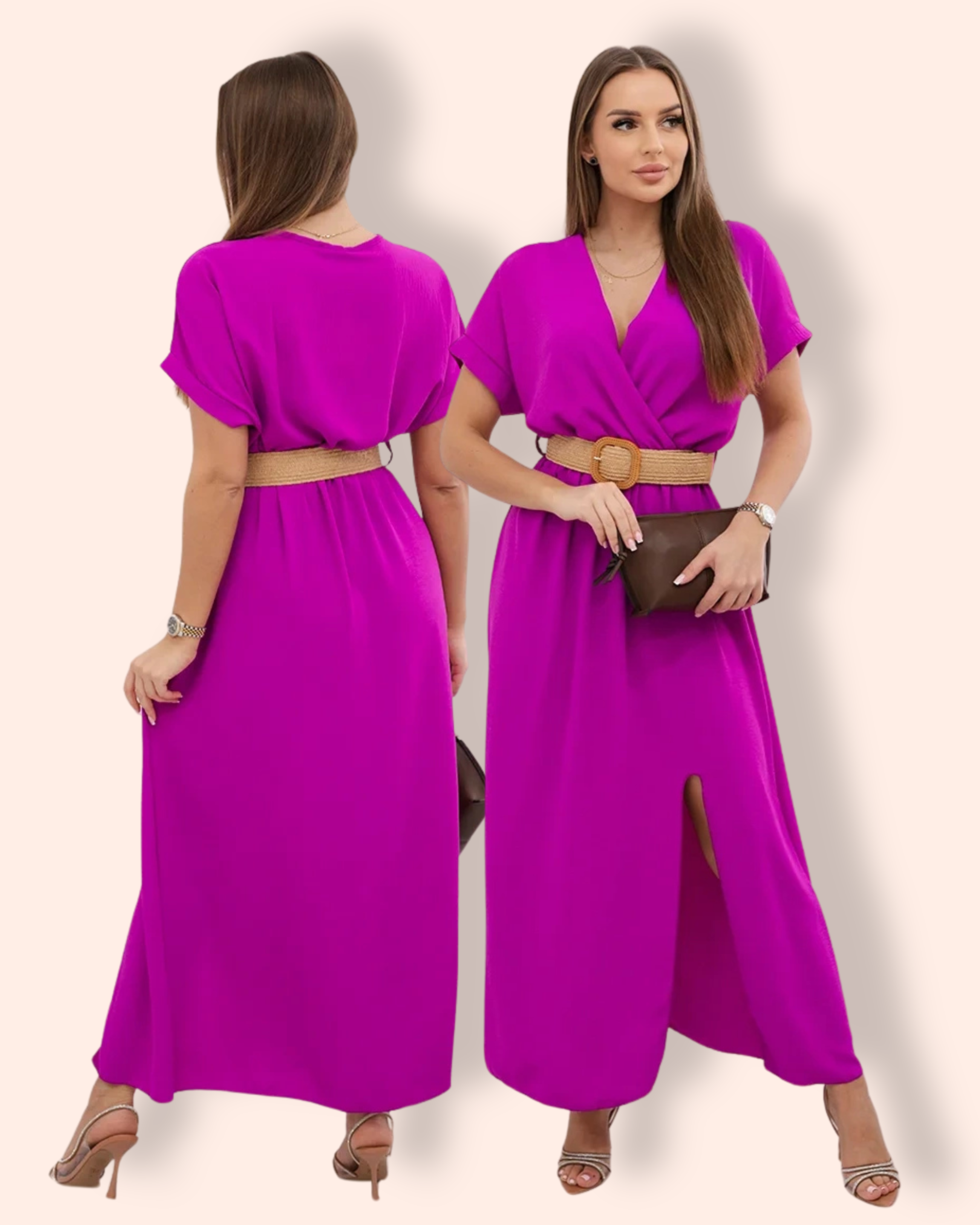 STEFANI mekko vyöllä magenta