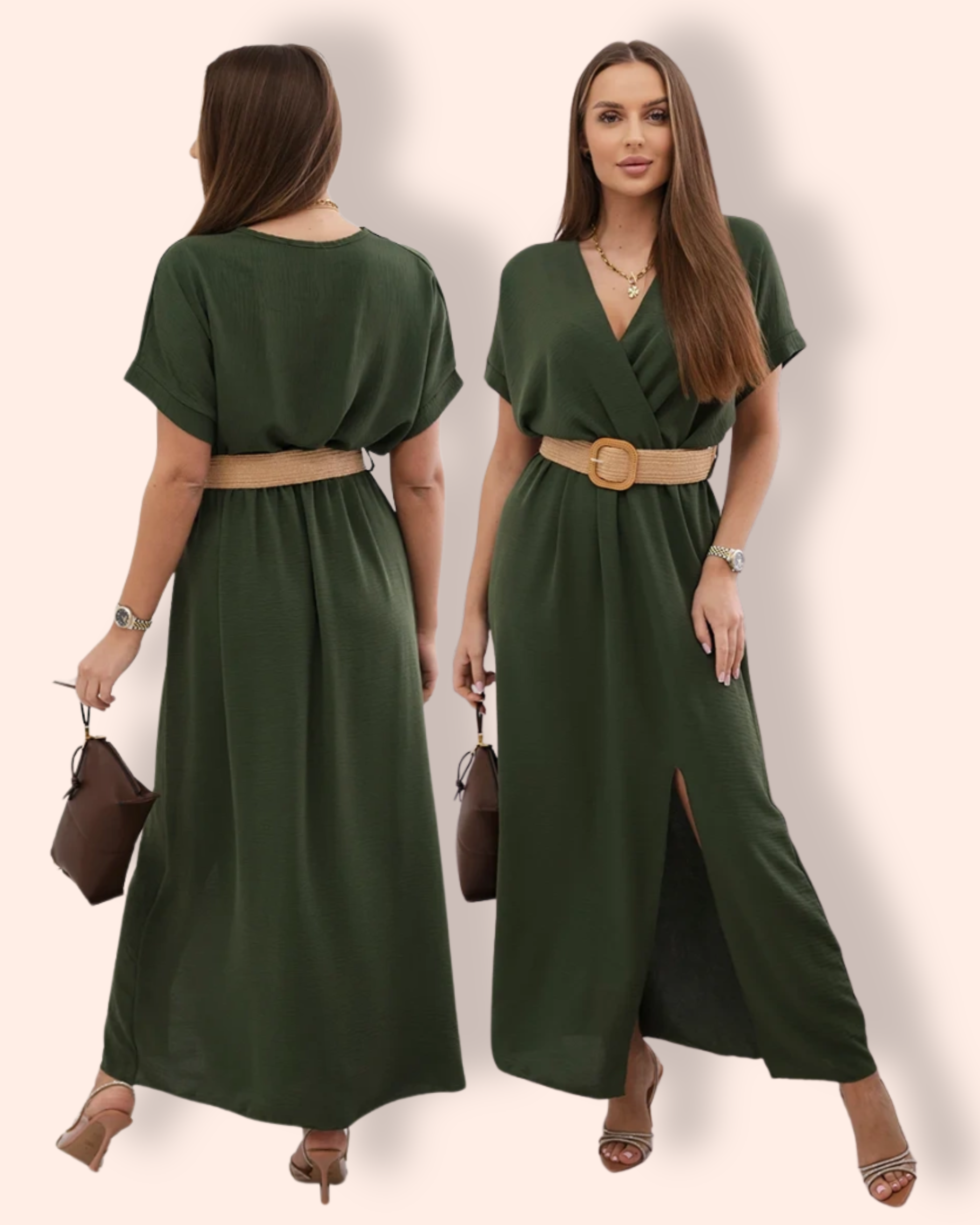 STEFANI mekko vyöllä khaki