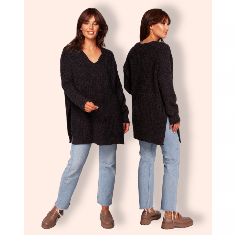 Be Knit neuletunika antrasiitti BK087