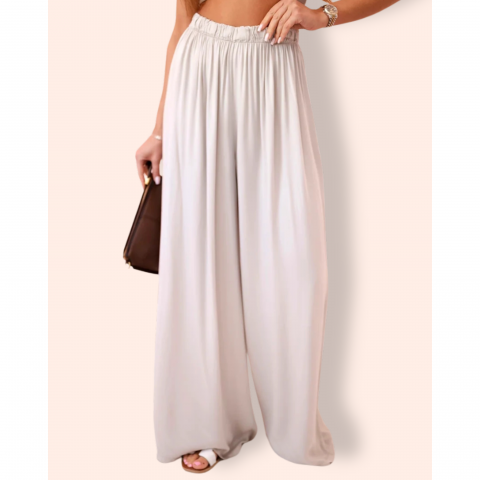 ELISSA leveälahkeiset housut beige