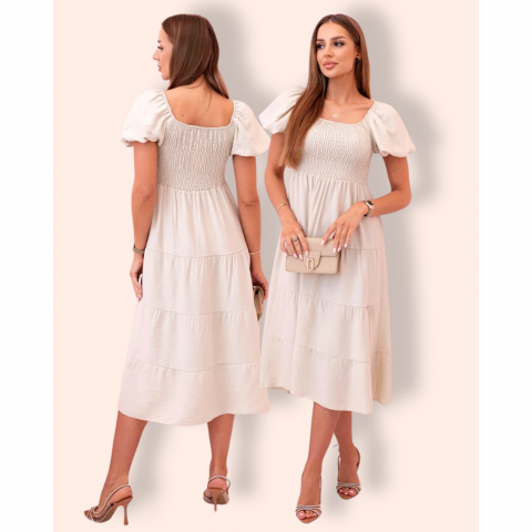 MATILDA mekko puhvihihoilla beige