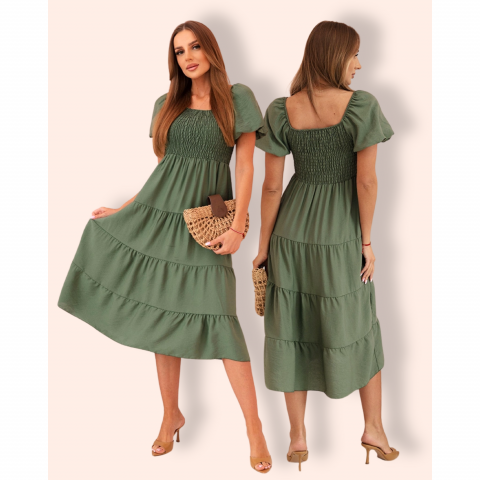 MATILDA mekko puhvihihoilla khaki