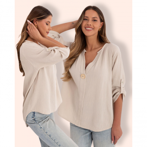 MILA musliinipaita beige