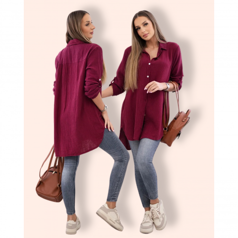 STACY musliinipaita burgundy