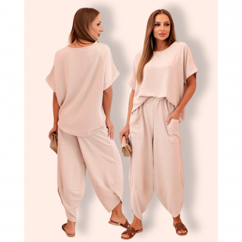 TESSA paita ja housut vaalea beige