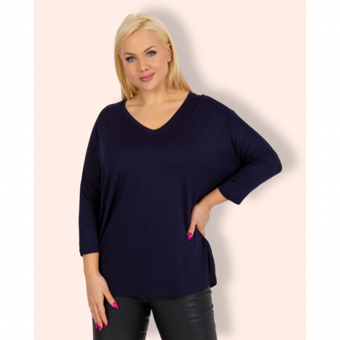 VICKY plus size pusero tummansininen