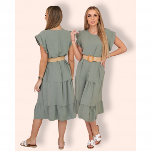 WILLOW mekko vyöllä vaalea khaki