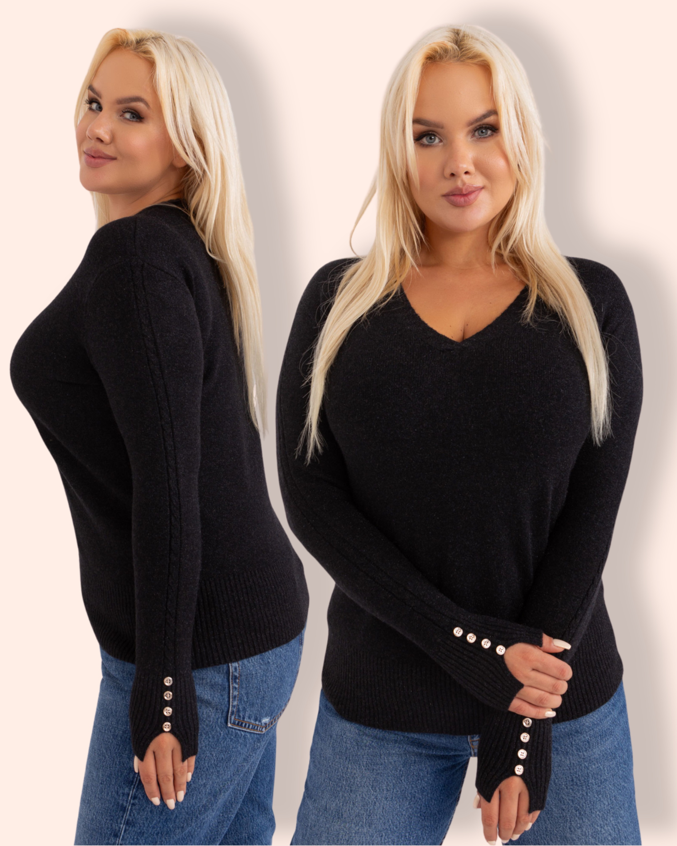 VERONIKA plus size neulepusero musta