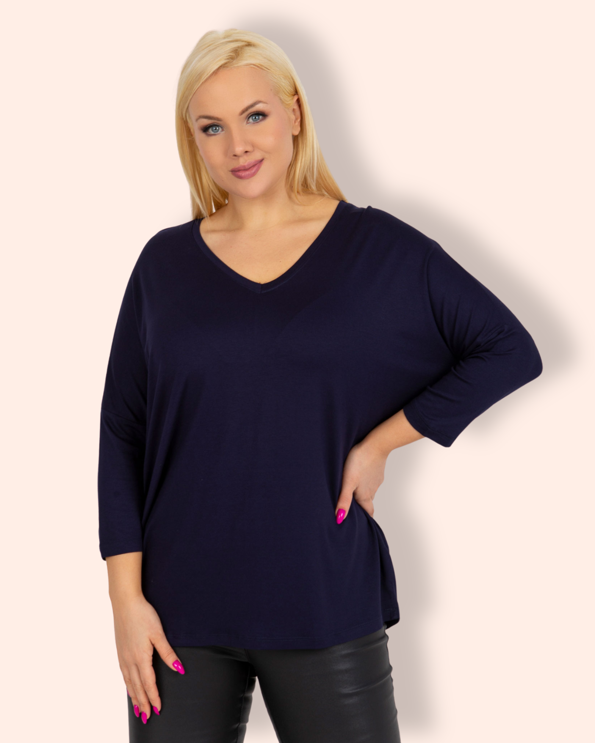 VICKY plus size pusero tummansininen