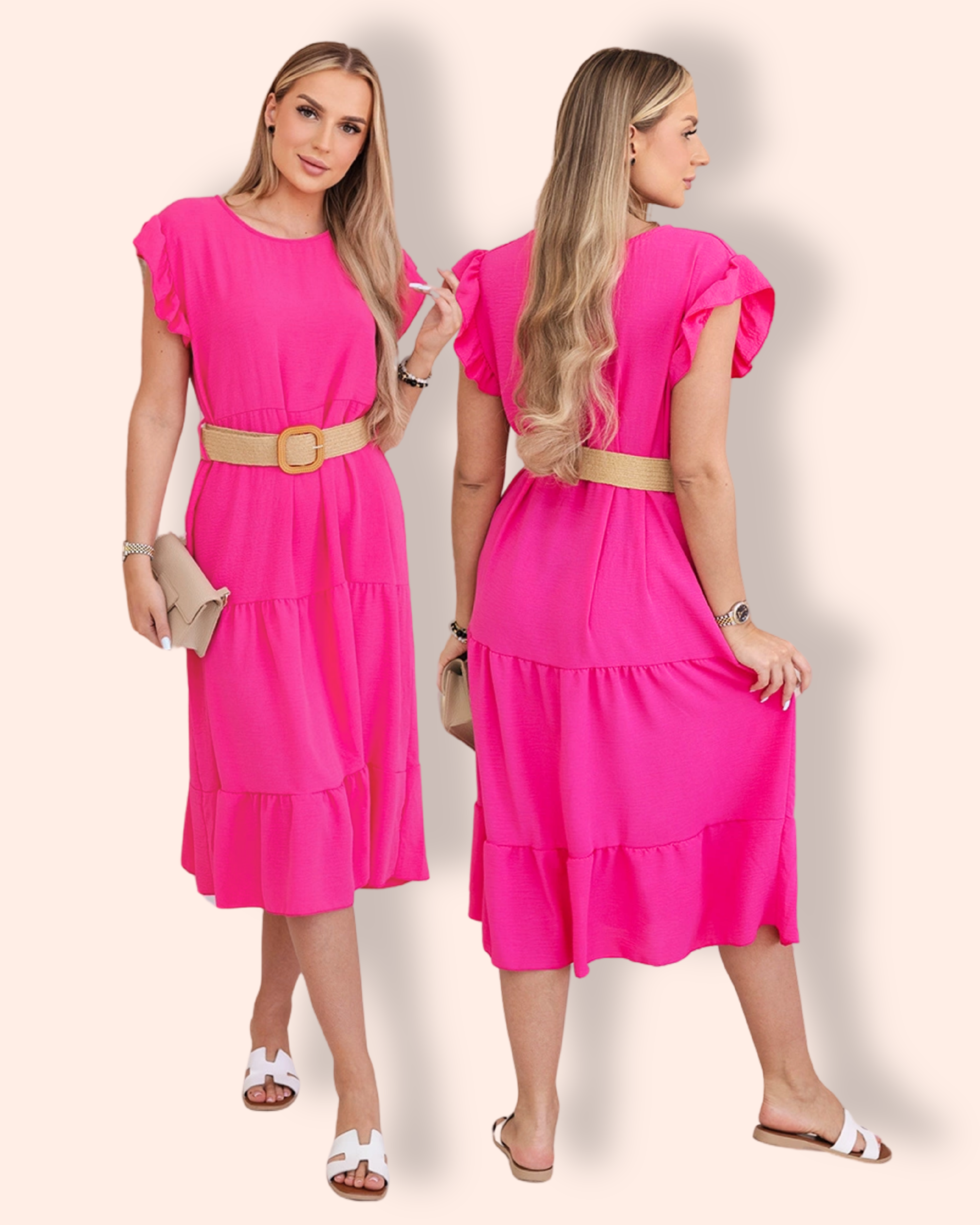 WILLOW mekko vyöllä pinkki