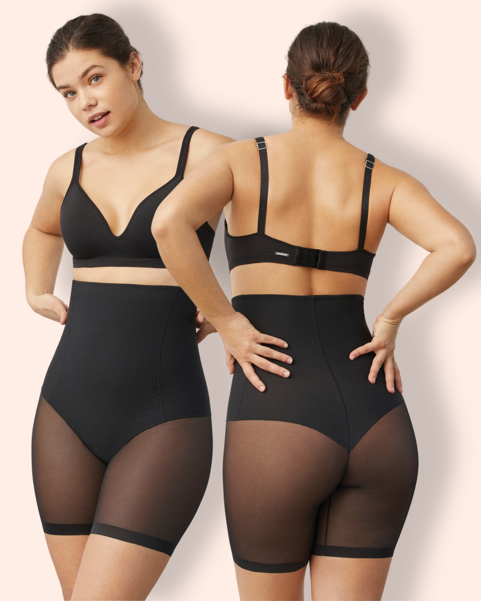 YM High Waist Mesh alusshortsit musta